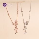  Silver Necklace Baguette Stone 3 Butterfly & 2 CZ Stones - Dây Chuyền Bạc 925 Cao Cấp 3 Cánh Bướm Đính ĐáDdreamer 118́8DCH 