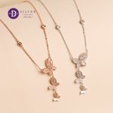  Silver Necklace Baguette Stone 3 Butterfly & 2 CZ Stones - Dây Chuyền Bạc 925 Cao Cấp 3 Cánh Bướm Đính ĐáDdreamer 118́8DCH 