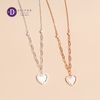 Silver Necklace Mother Of Pearl Heart - Dây Chuyền Bạc 925 Cao Cấp Trái Tim Xà Cừ Trắng Kiểu Dây Xích Đính 2 Viên Đá CZ Ddreamer 1184DCH