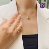  Full Bean Sterling Silver Necklace - Gold Plated Necklace - Dây Chuyền Mặt Tròn 660DCT 