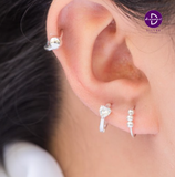  Hoa Tai Bạc 925 - Hoa Tai Khoen Tròn 3 Bi Bạc (1.2cm) 3 Dotties - Silver 925 Earrings - 2378BTK 