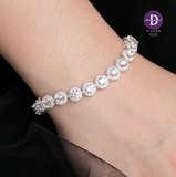  Premium Diamond Button Line Silver Bracelet - Vòng Tay Đá Halo Tròn - Viên Chủ 4li 5li - P1024VTH - Quà Tặng Sang Trọng 