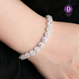  Premium Diamond Button Line Silver Bracelet - Vòng Tay Đá Halo Tròn - Viên Chủ 4li 5li - P1024VTH - Quà Tặng Sang Trọng 