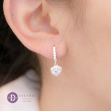  Heart Button 7mm Silver Earring - Hoa Tai Khoen Bạc 925  Khoen 1 Line Đá Tòn Ten - Trái Tim Viền Đá 7mm  - 2925BTK 