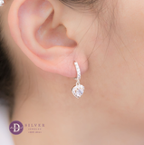  Heart Button 7mm Silver Earring - Hoa Tai Khoen Bạc 925  Khoen 1 Line Đá Tòn Ten - Trái Tim Viền Đá 7mm  - 2925BTK 