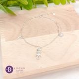  Teddy Bear Heart Stone Silver Bracelets - Vòng Tay Bạc 925 - Vòng Tay Gấu Đính Viên Đá Trái Tim -  1321VTH 