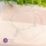  Teddy Bear Heart Stone Silver Bracelets - Vòng Tay Bạc 925 - Vòng Tay Gấu Đính Viên Đá Trái Tim -  1321VTH 