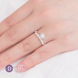  Promise Ring - Nhẫn Bạc 925 - Nhẫn 5 Viên Baguette Chéo Đai 1 Line Đá 2572NH 