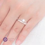  Promise Ring - Nhẫn Bạc 925 - Nhẫn 5 Viên Baguette Chéo Đai 1 Line Đá 2572NH 