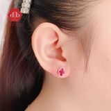  Hoa Tai Bạc 925 - Hoa Tai 4 Chấu Đá Ruby - Hoa Tai Đá Thiên Nhiên - Ddreamer 