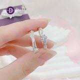  Couple Rings - Nhẫn Cặp Princess 1 Viên Đá CZ 4.5li &  Bản Chéo 1 Line Đá - 2624NH 2614NH 