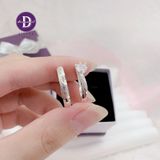  Couple Silver Rings - Nhẫn Cặp Princess 1 Viên Đá CZ 5li  & Bản Mo Line Dottie - 2622NH 100NT 