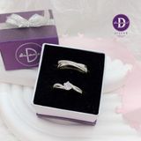  Couple Rings - Nhẫn Cặp Princess 1 Viên Đá CZ 4.5li &  Bản Chéo 1 Line Đá - 2624NH 2614NH 