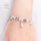  Vòng Tay Đá Aquamarine & Hắc Nguyệt Quang - Vòng Tay Đá Phong Thủy Mix Charm Bạc 925 Dành Cho Mệnh Thủy/Mộc 