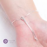  Creamy Butterfly & 2 Stone Lines Adjustable Bracelet - Vòng Tay Dây Rút Freesize Bạc 925 Bướm & 2 Lines Đá 1255VTH 