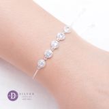  5 Diamond Buttons Adjustable Bracelet - Vòng Tay Dây Rút Freesize Bạc 925 5 Ổ Đá 1252VTH - Gợi Ý Quà Tặng 