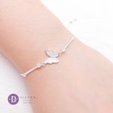  Creamy Butterfly & 2 Stone Lines Adjustable Bracelet - Vòng Tay Dây Rút Freesize Bạc 925 Bướm & 2 Lines Đá 1255VTH 