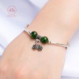  Vòng Tay 2 Viên Đá Diopside- Vòng Tay Ống Bạc Mix Đá Phong Thủy Thiên Nhiên Cho Mệnh Mộc / Hỏa 