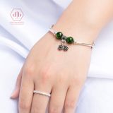  Vòng Tay 2 Viên Đá Diopside- Vòng Tay Ống Bạc Mix Đá Phong Thủy Thiên Nhiên Cho Mệnh Mộc / Hỏa 