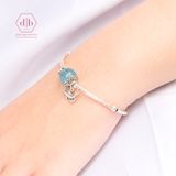  Vòng Tay 1 Viên Đá Aquamarine - Vòng Tay Ống Bạc 925 Mix Đá Phong Thủy Thiên Nhiên Cho Mệnh Thủy/Mộc 