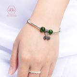  Vòng Tay 2 Viên Đá Diopside- Vòng Tay Ống Bạc Mix Đá Phong Thủy Thiên Nhiên Cho Mệnh Mộc / Hỏa 