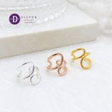  Bông Tai Kẹp Vành Bạc 925 Xi Vàng/Vàng Hồng Earcuff Kiểu Unisex Đường Cong Curvy Line 2753EC 