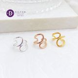  Bông Tai Kẹp Vành Bạc 925 Xi Vàng/Vàng Hồng Earcuff Kiểu Unisex Đường Cong Curvy Line 2753EC 