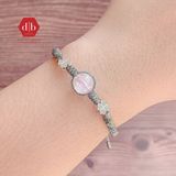  Vòng Dây Thắt Đá Kunzite Mix Charm Cỏ 4 Lá - Vòng Thắt Dây Thủ Công Đá Phong Thủy 