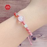  Vòng Dây Thắt Moonstone & Charm Cỏ 4 Lá - Vòng Thắt Dây Thủ Công Đá Phong Thủy 