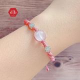  Vòng Dây Thắt Moonstone & Charm Cỏ 4 Lá - Vòng Thắt Dây Thủ Công Đá Phong Thủy 