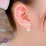  Bông Tai Nơ Đính Đá & Ngọc Trai - Bông Tai Bạc 925 Ngọc Trai Nhân Tạo - Bow Pearl Earrings 3098BTH 