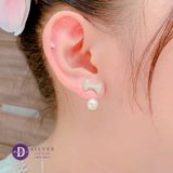  Bông Tai Nơ Đính Đá & Ngọc Trai - Bông Tai Bạc 925 Ngọc Trai Nhân Tạo - Bow Pearl Earrings 3098BTH 