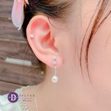  Bông Tai Ngọc Trai Nhân Tạo - Bông Tai Bạc 925 Kiểu Dài Tòn Ten - Twist Falling Pearl Earrings 3100BTH 