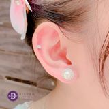  Bông Tai Ngọc Trai Nhân Tạo - Bông Tai Bạc 925 Kiểu Ngọc Trai 5mm 7mm Viền Line Đá - Pearl Diamond Button 8 - 10 -11mm Nhỏ 648BTH 675BTH 