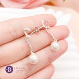  Bông Tai Ngọc Trai Nhân Tạo - Bông Tai Bạc 925 Kiểu Dài Tòn Ten - Twist Falling Pearl Earrings 3100BTH 