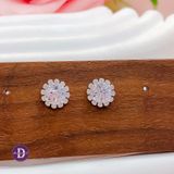  Flower Stone Silver Earrings - Hoa Tai Ổ Hoa 12 cánh Đá Chủ 6mm Ddreamer - 3103BTH 