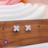  Lucky Flower Silver Earrings - Hoa Tai Cỏ 4 Lá Đá CZ Ddreamer - 3111BTH 