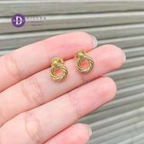  Twist Double Circles - Gold Plated Earrings - Bông Tai Bạc Xi Màu Vàng 2737BTT 
