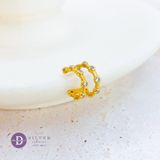  Bông Tai Kẹp Earcuff Vàng Double Line Stone - Yellow Gold Plated Silver 925 Earcuff Earrings 2751EC 