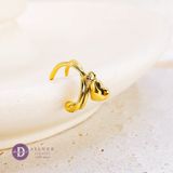  Double Line Falling Heart Earcuff - Hoa Tai Kẹp Vành Xi Vàng 2 Line Tim Rơi - 2049EC 