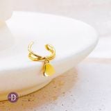  Double Line Falling Heart Earcuff - Hoa Tai Kẹp Vành Xi Vàng 2 Line Tim Rơi - 2049EC 