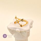  Athena Arrow Gold Plated Silver Ring - Nhẫn 2 Mũi Tên Xi Vàng 428NH 