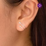  Hoa Tai Bạc 925 Kẹp Vành Earcuff Double Star Lines 2260EC 