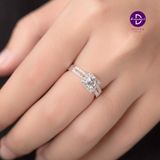  Nhẫn đính đá Diamond đai vuông 2 line đính đá 