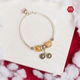  Vòng Đá Double Stone - Thạch Anh Tóc Vàng Phối Charm Hoa Hướng Dương 