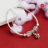  Vòng Đá Double Stone - Thạch Anh Tóc Trắng Phối Charm Vương Miện 