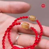  Vòng Dây Thắt One Stone -  Vòng Dây Thắt Đá Lu Thống Thạch Anh Tóc Vàng & Charm Bạc 925 - Ddreamer 