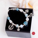  Vòng Đá Aquamarine Kết Hợp Lu Thống Moonstone Phối Charm Sea Lover 