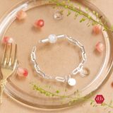  Vòng Tay Dây Xích Bạc Phối Đá Thiên Nhiên - Đá Mặt Trăng - Silver Big Chain Bracelet 