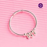  Kiềng Bạc 999 - Kiềng Baby Trơn Kiểu 3 Viên Bi Bạc Dễ Thương (Pure Silver) Ddreamer  K357 